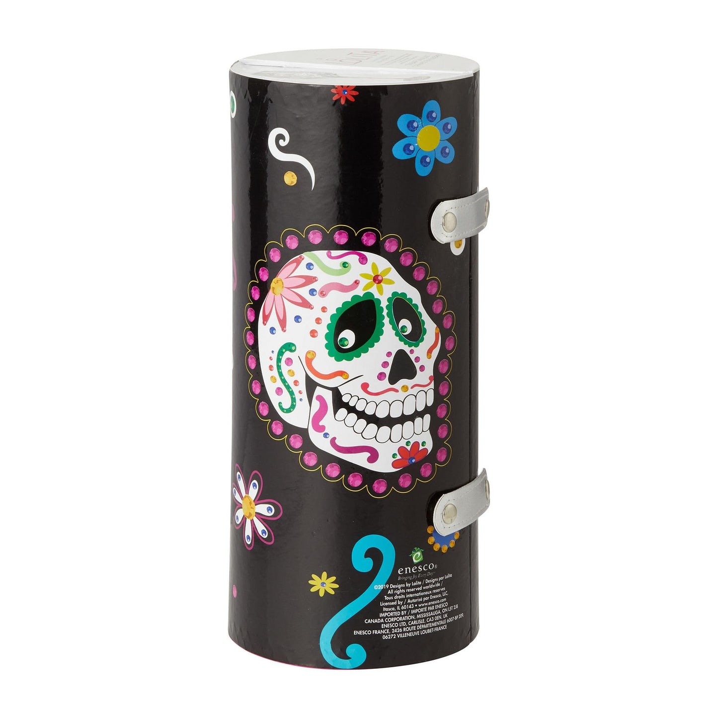 Enesco Designs by Lolita Halloween Sugar Skulls Super Bling Artisan Wine Glass, 22 Ounce, Multicolor