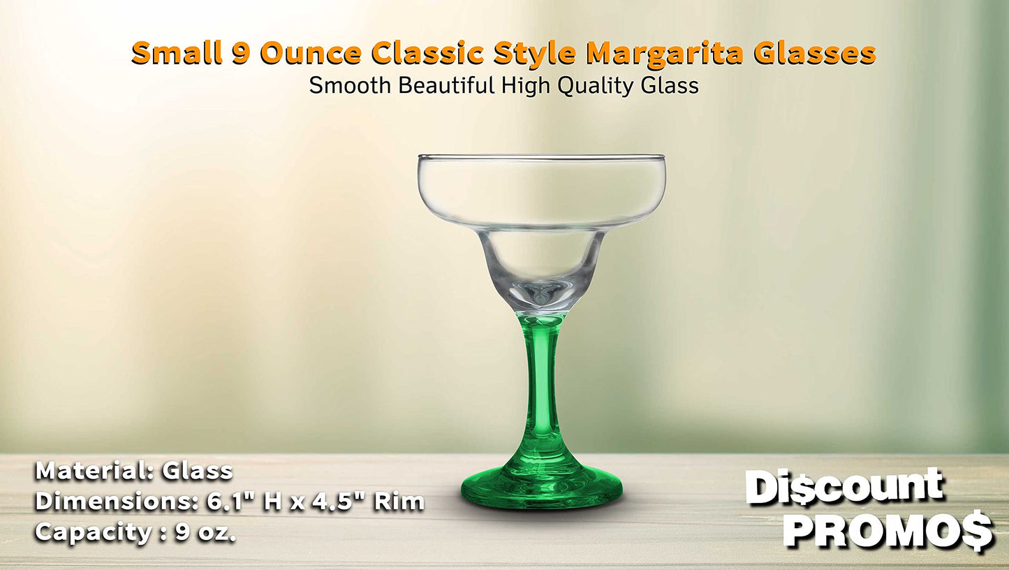 DISCOUNT PROMOS 10 Margarita Glasses Set, 9 oz. - Classic, Smooth, Barware, Glassware - Green