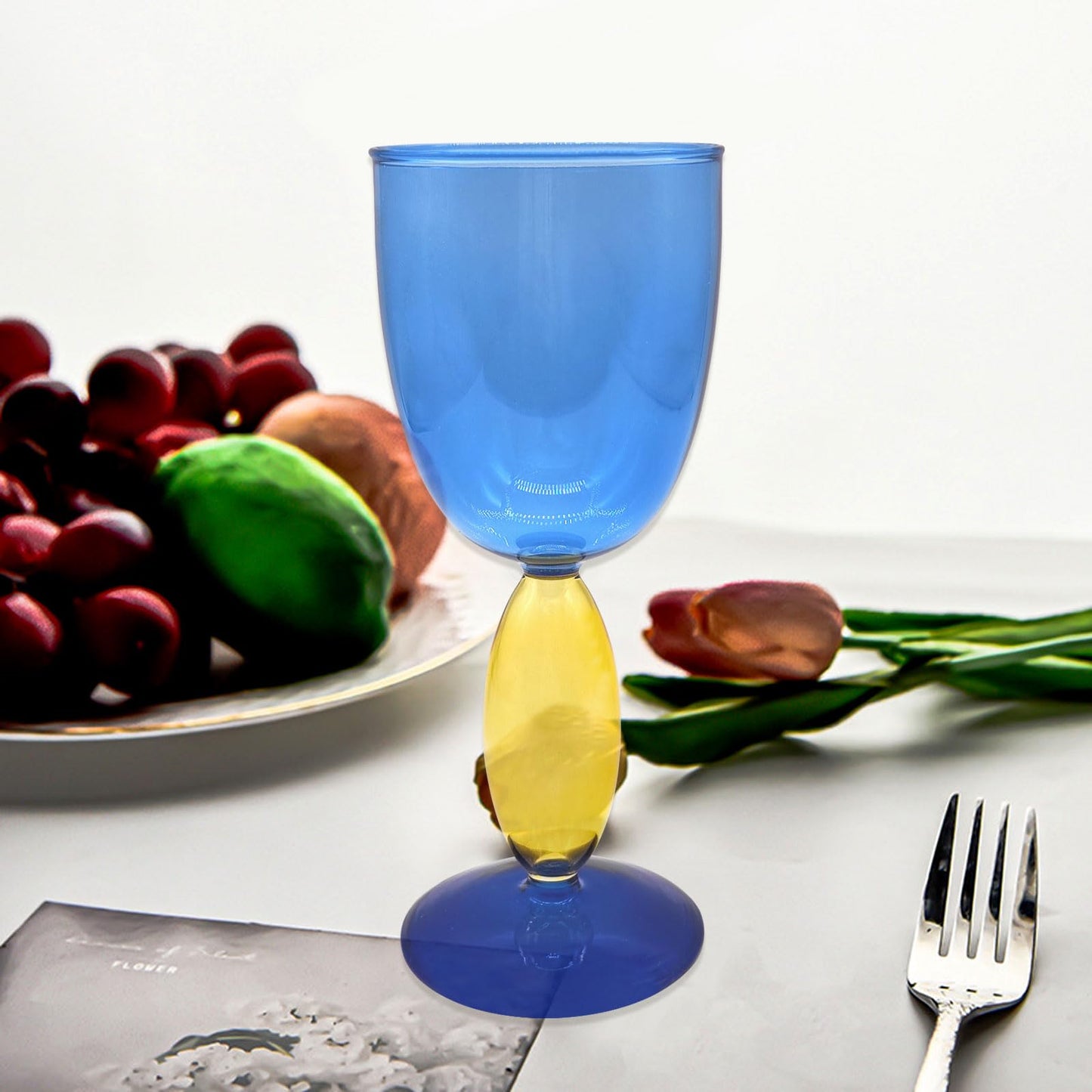 Creative Wine Glasses, 13.5 oz Red Wine Glass Colorful Wine Glass Goblet Wine Cocktail Juice Glass for Party Dinner Wedding Festival Kitchen Bar Celebration (1Pcs) (2)
