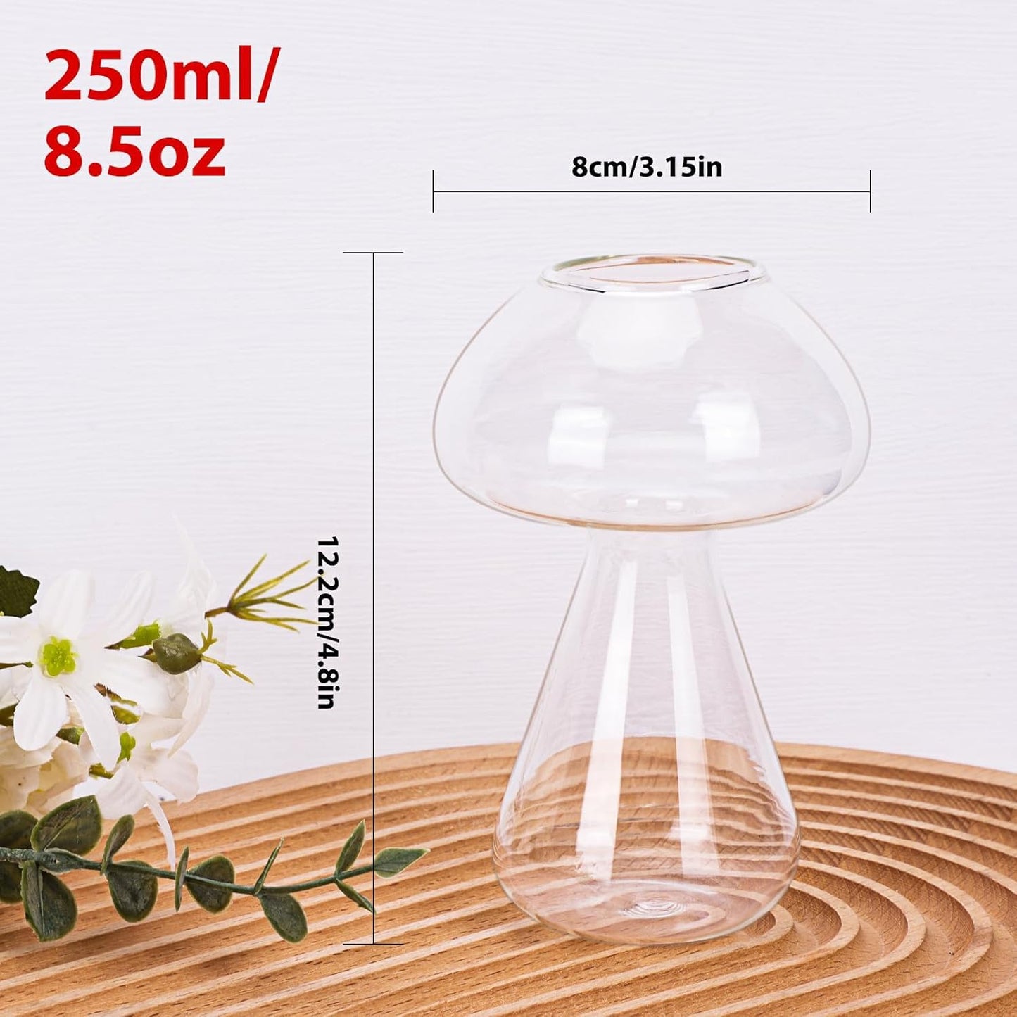 Luminthra Set of 8 Crystal Mushroom Cocktail Glasses, 8.5oz Martini and Wine Glasses, Perfect for Juice, Champagne, and Creative Cocktails (250ml) (8 SET)