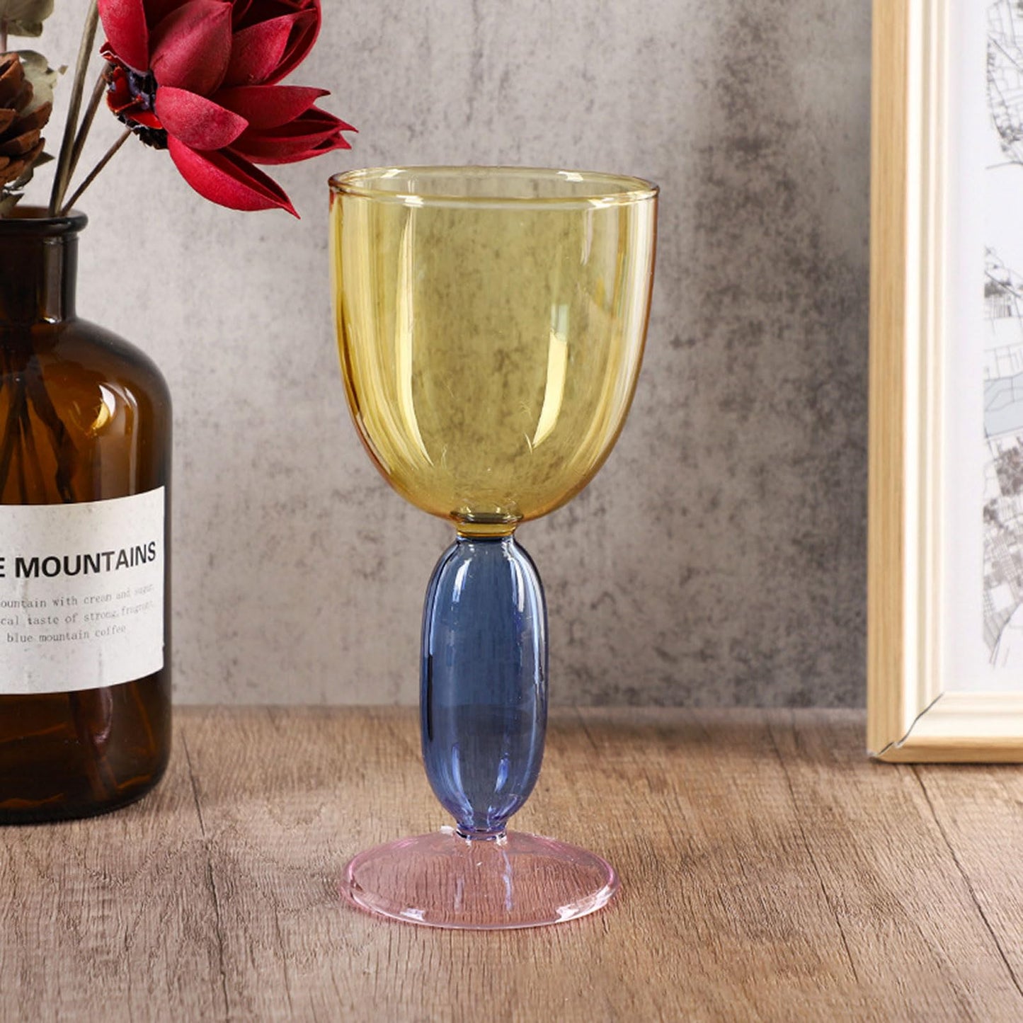 Creative Wine Glasses, 13.5 oz Red Wine Glass Colorful Wine Glass Goblet Wine Cocktail Juice Glass for Party Dinner Wedding Festival Kitchen Bar Celebration (1Pcs) (4)