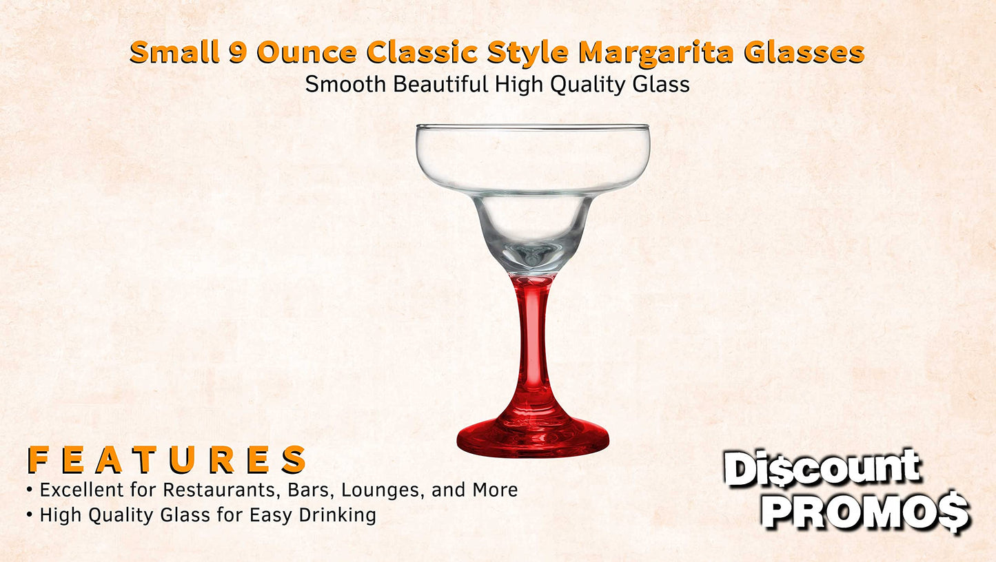 DISCOUNT PROMOS 10 Margarita Glasses Set, 9 oz. - Classic, Smooth, Barware, Glassware - Red