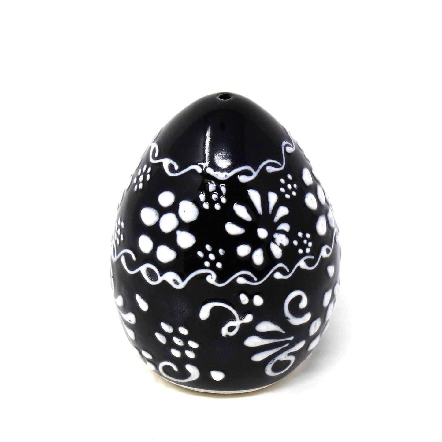 Global Crafts Encantada Handmade Hand-Painted Authentic Mexican Pottery, Salt and Pepper Shaker Set, Ink Collection, Black and White, (MC085I-K2)