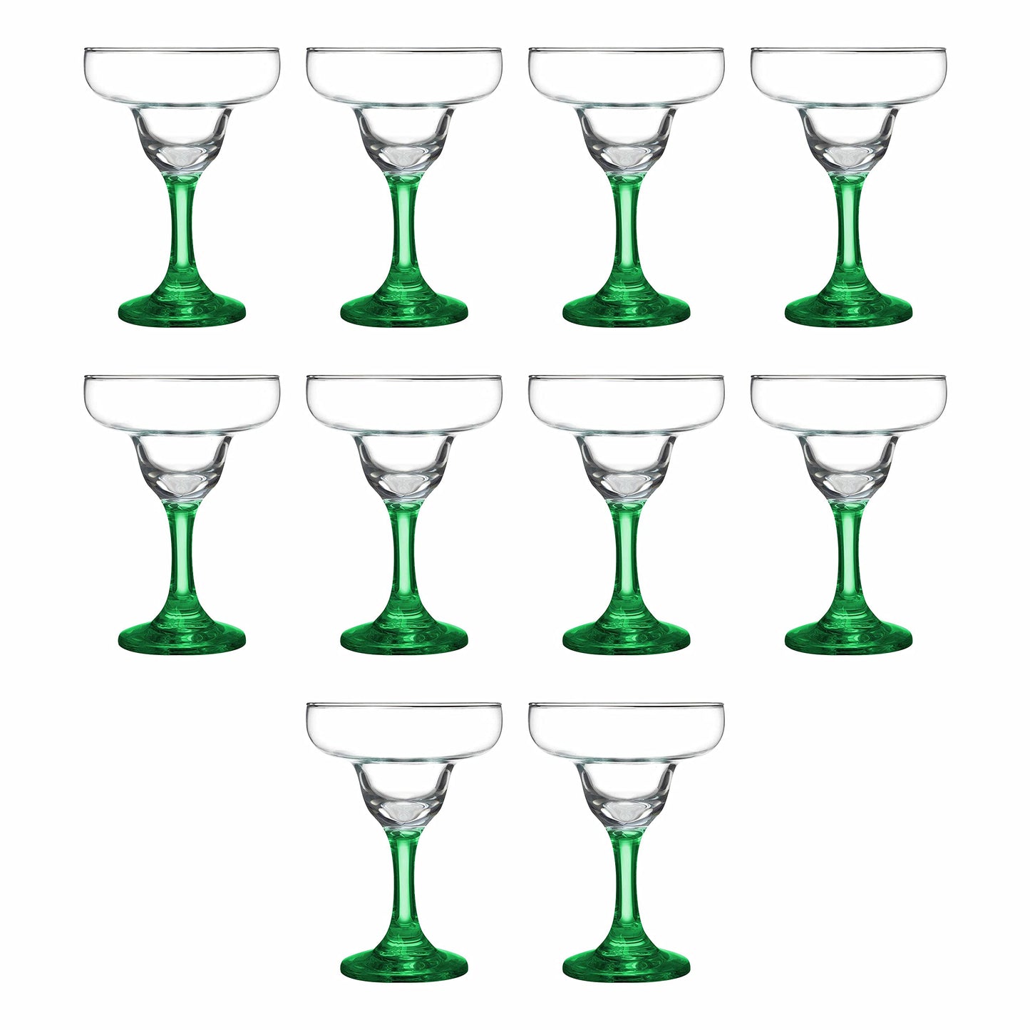DISCOUNT PROMOS 10 Margarita Glasses Set, 9 oz. - Classic, Smooth, Barware, Glassware - Green