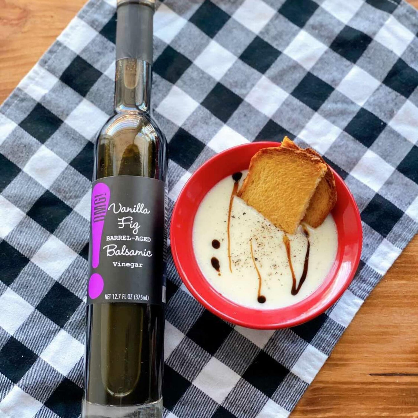 OMG! Oils: Gourmet Vanilla Fig Barrel-Aged Balsamic Vinegar (Perfect for Dipping, Marinades, Glazing and Topping!), 375ml/12.7oz…