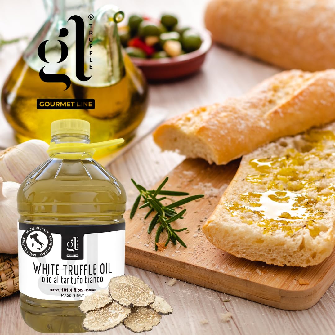 White Truffle Oil Bulk 3 liters (97 fl.oz), Non-GMO, Foodservice Truffle Oil, Made in Italy, GL Truffle Gourmet Line