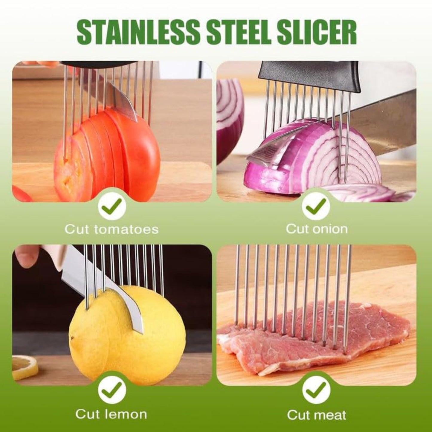 Garlic Mincer Tool, Stainless Steel Garlic Presser, Garlic Crusher with Onion Holder for Slicing, Garlic Chopper Mincer Crusher Grinder Masher with Shred Silk The Knife (Black, with Long Onion Fork)