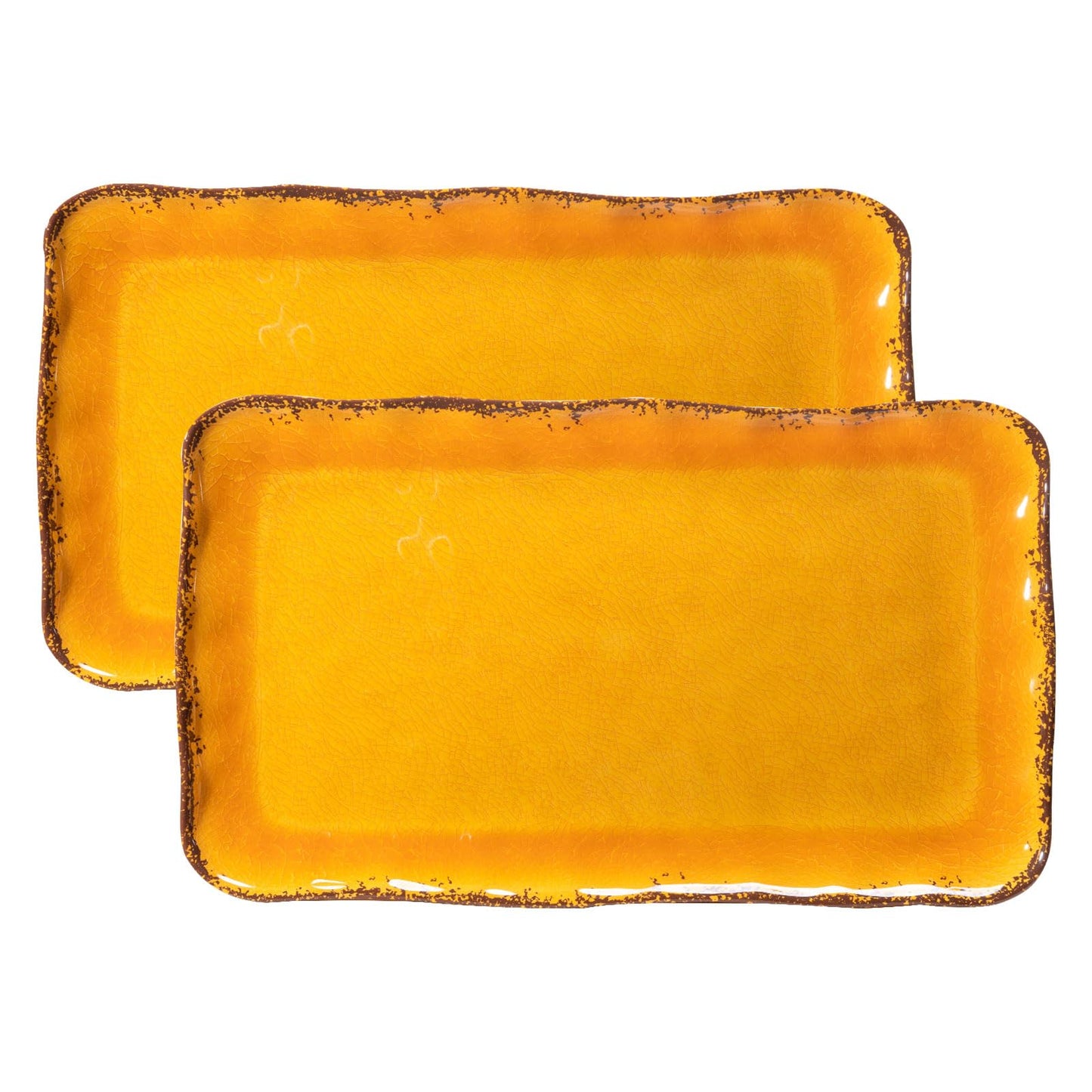 Deep Gold Melamine Farmhouse Rectangular Serving Platter Sets, 17.5" x 10" Melamine Large Serving Tray Sets,100% Melamine, Dishwasher Safe, BPA Free, Lightweight and Unbreakable,Gold