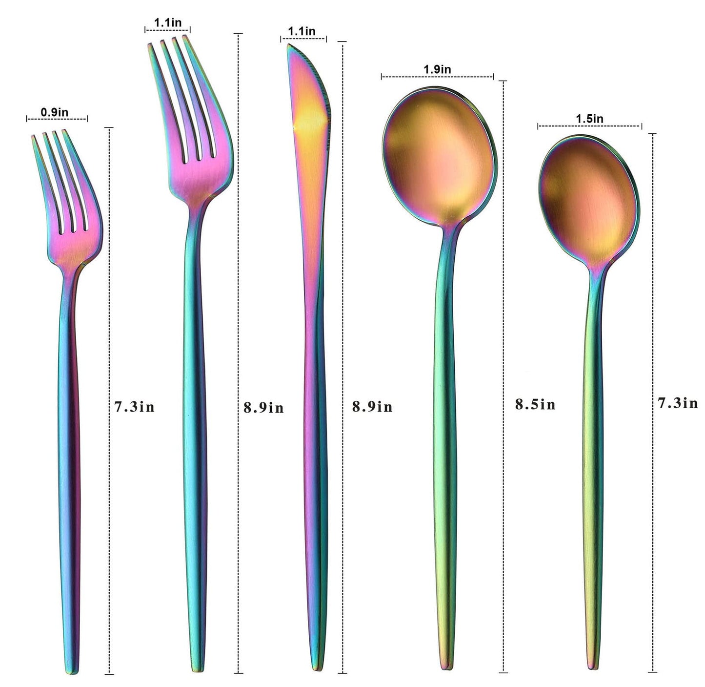 Rainbow Flatware Matte Silverware Set - 20 Piece 18/10 Colorful Stainless Steel Flatware Cutlery Utensils Tableware Set Service for 4, Includes Knife/Fork/Spoon, Reusable, Dishwasher Safe