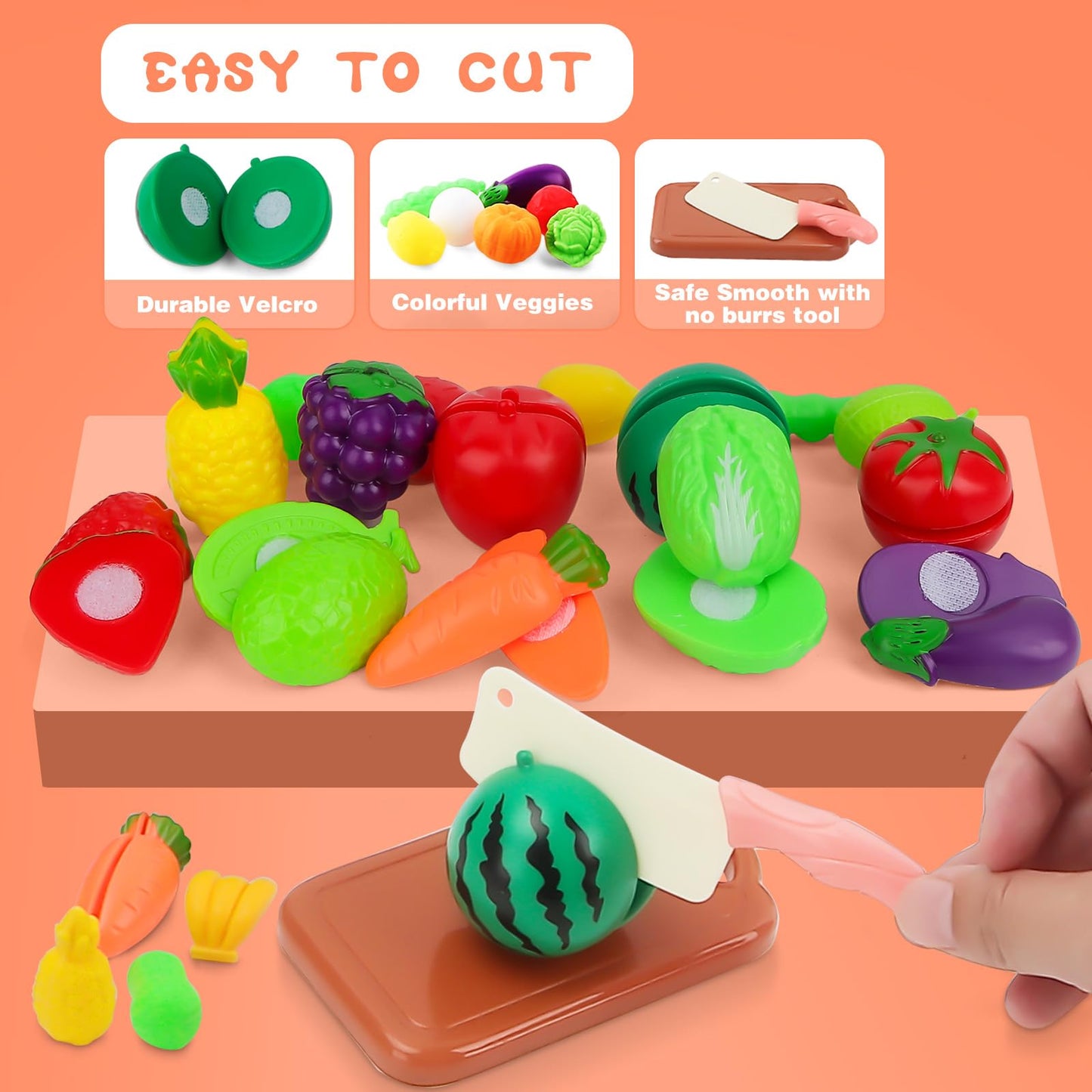 Yotino 108-Piece Play Kitchen Accessories Toddler Play Kitchen Set Play Food Set with Pots and Pans Daily Food Fruit Veges,Kitchen Accessories Fake Food for Boys Girls (Pink)