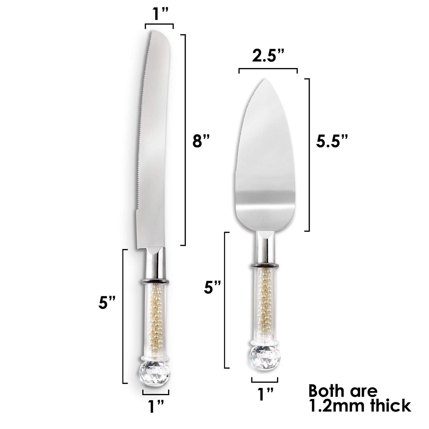 Homi Styles Wedding Cake knife and Server Set | Elegant Color Premium 420 Stainless Steel plated Blades | Cake & Pie Serving Set for Wedding Cake, Birthdays, Anniversaries, Parties (Pearl Filled)