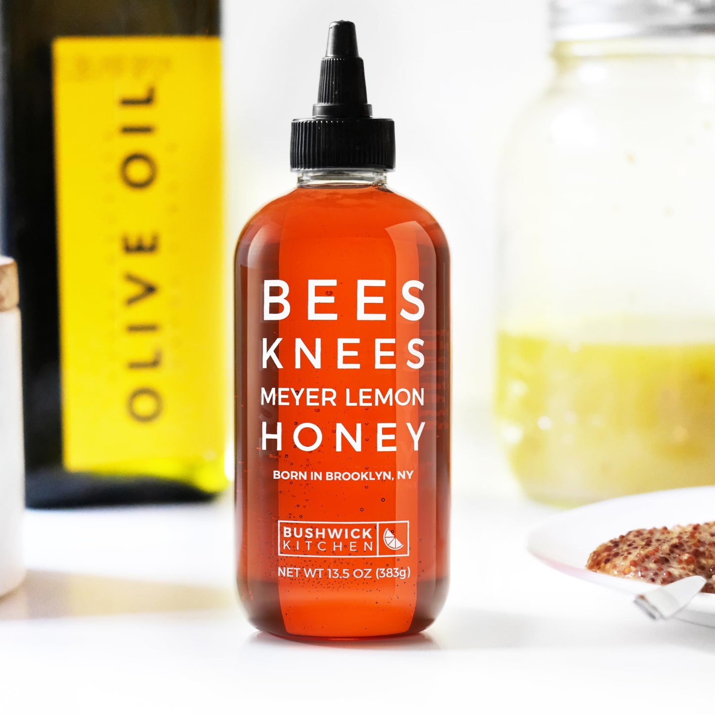 Bushwick Kitchen Bees Knees Honey Sampler Gift Box, Set Includes Spicy Honey, Meyer Lemon Honey, Salted Honey Sauces, Honey Inspired Recipes, Bushwick Kitchen Tea Towel, and Ready-to-Gift Box
