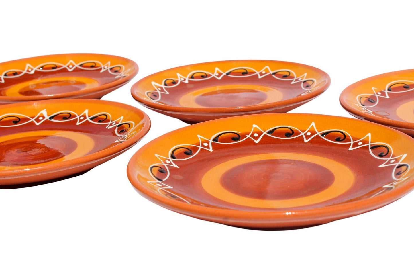 Cactus Canyon Ceramics Spanish Terracotta 5-Piece Salad Plate Set, Spanish Sunset