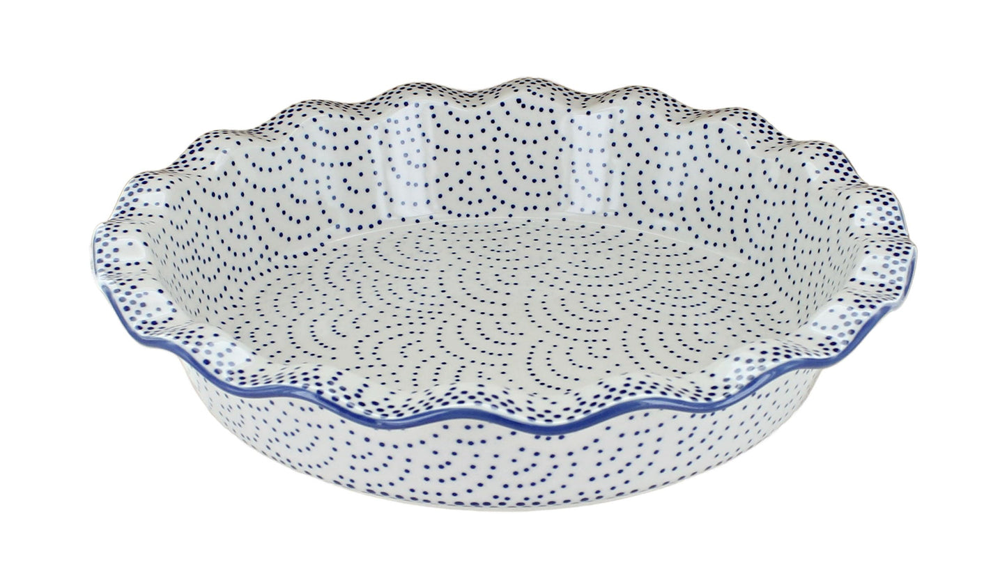 Blue Rose Polish Pottery Small Dots Pie Plate