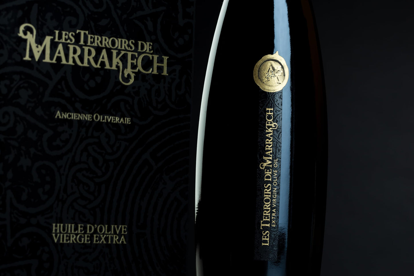 Olive Oil Gift Box of Les Terroirs De Marrakech Gourmet Extra Virgin Olive Oil, Polyphenol Rich Olive Oil, Moroccan Cold Pressed EVOO Oil, Keto Organic Olive Oil, USDA Certified, Carbon Neutral, 8.5 fl oz. Gift Bottle