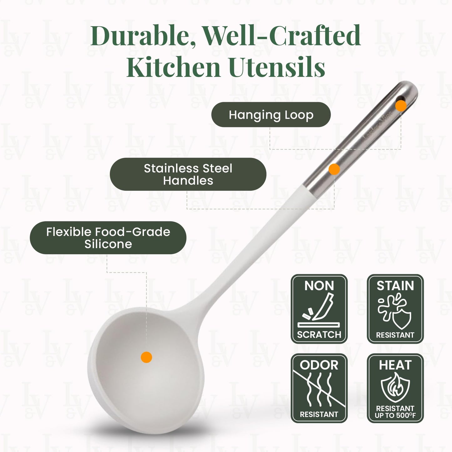 French Grey 12-Piece Silicone Cooking Utensils Set | Silicone Utensils with Stainless Steel Handle and Ceramic Holder | Kitchen Utensils Set | Dishwasher Safe Set of Kitchen Essentials | French Gray