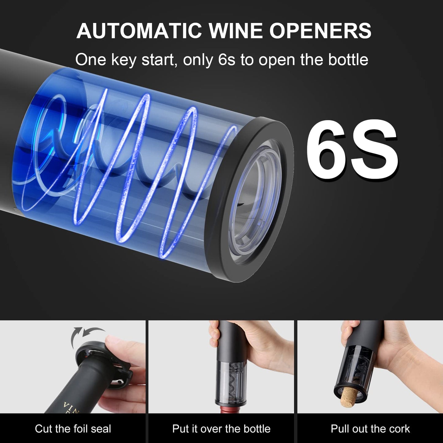 Wine Gifts-Electric Wine Opener-Automatic Wine Opener Rechargeable-Cordless Electric Corkscrew-Wine Bottle Opener with Foil Cutter, 2 in 1 Aerator Pourer, Vacuum Stopper, Gift Box