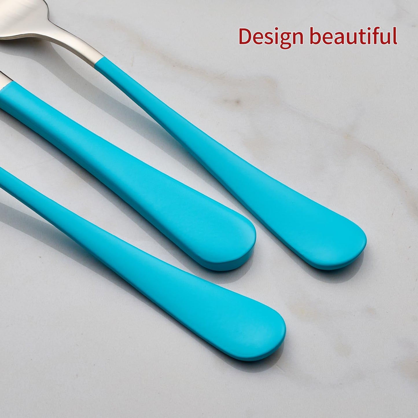 Bright Turquoise 20-Piece Silverware Set 18/0 Stainless Steel Flatware Blue Handle Cutlery Set Service for 4 Dinner Knives Forks Spoons Set Mirror Finish Dishwasher Safe