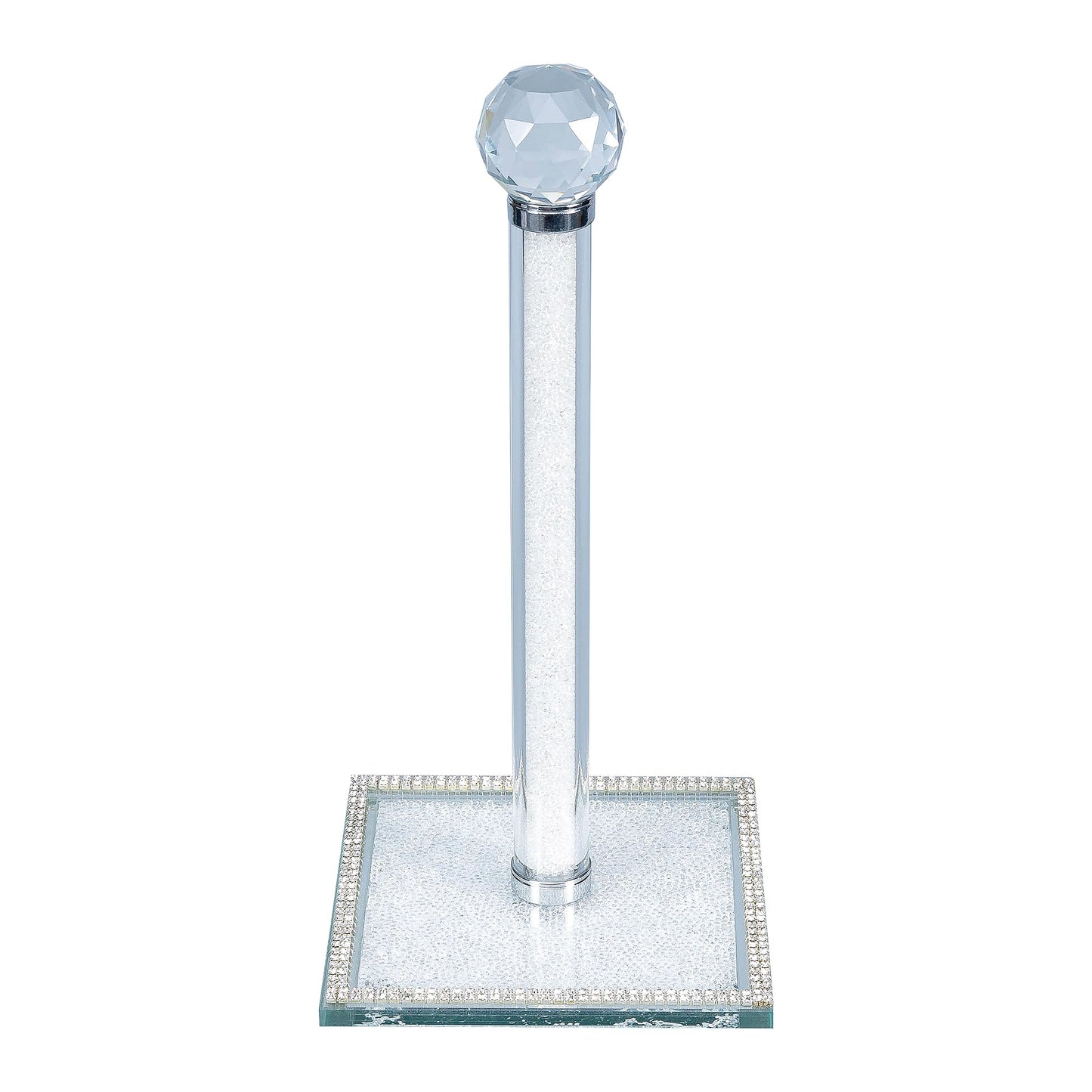 Hochance Clear Crystal Standing Paper Towel Roll Holder Countertop Weighted Rack,Glam Cute Bling Rhinestone Jeweled Diamonds Modern Decoration Christmas Housewarming Gifts for Kitchen Home Bar
