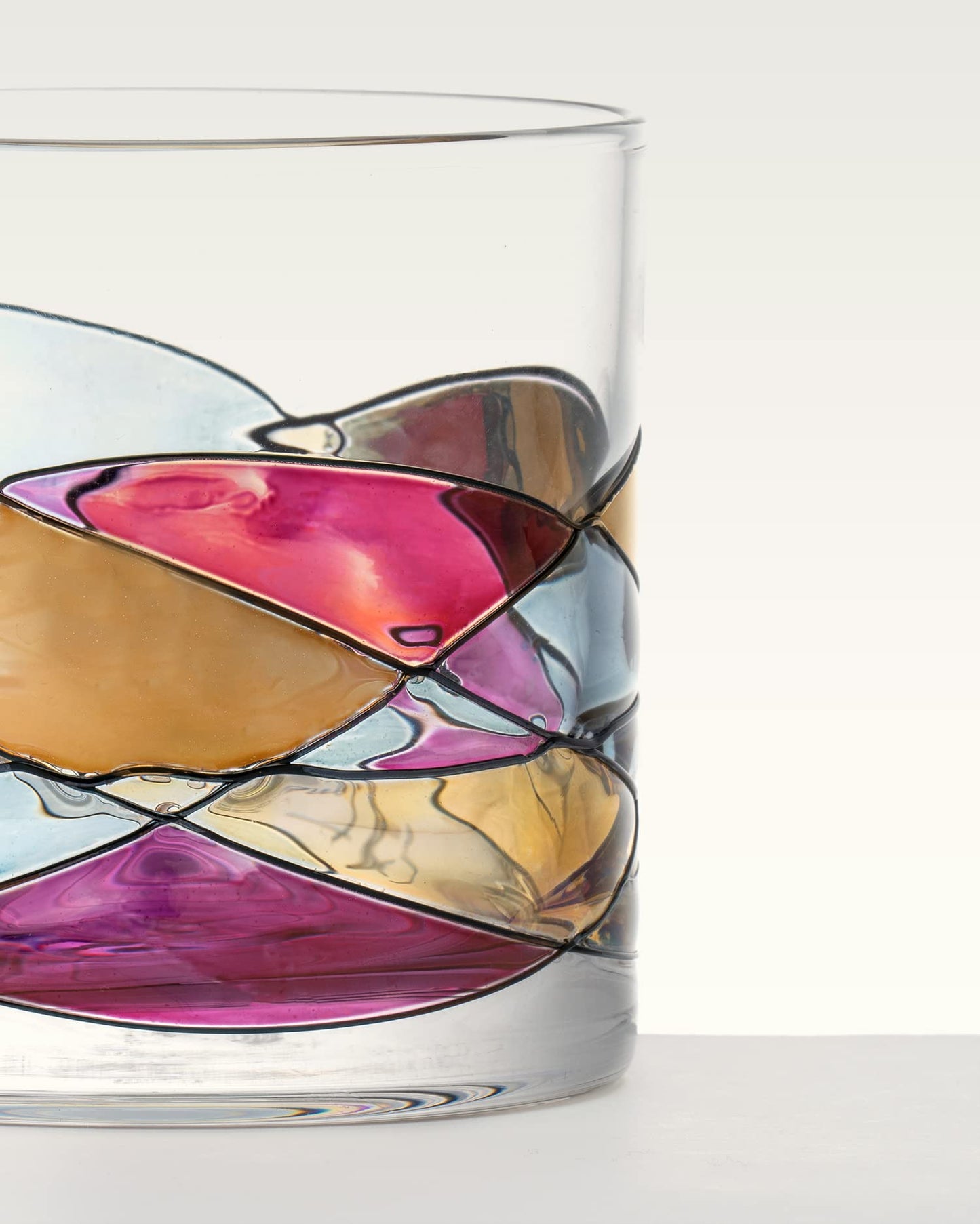 Antoni Barcelona Whiskey Bourbon Crystal Glasses 12Oz SET 2 Sagrada Hand Painted Mouth Blown Cocktail Bar Gifts Women Men Dad