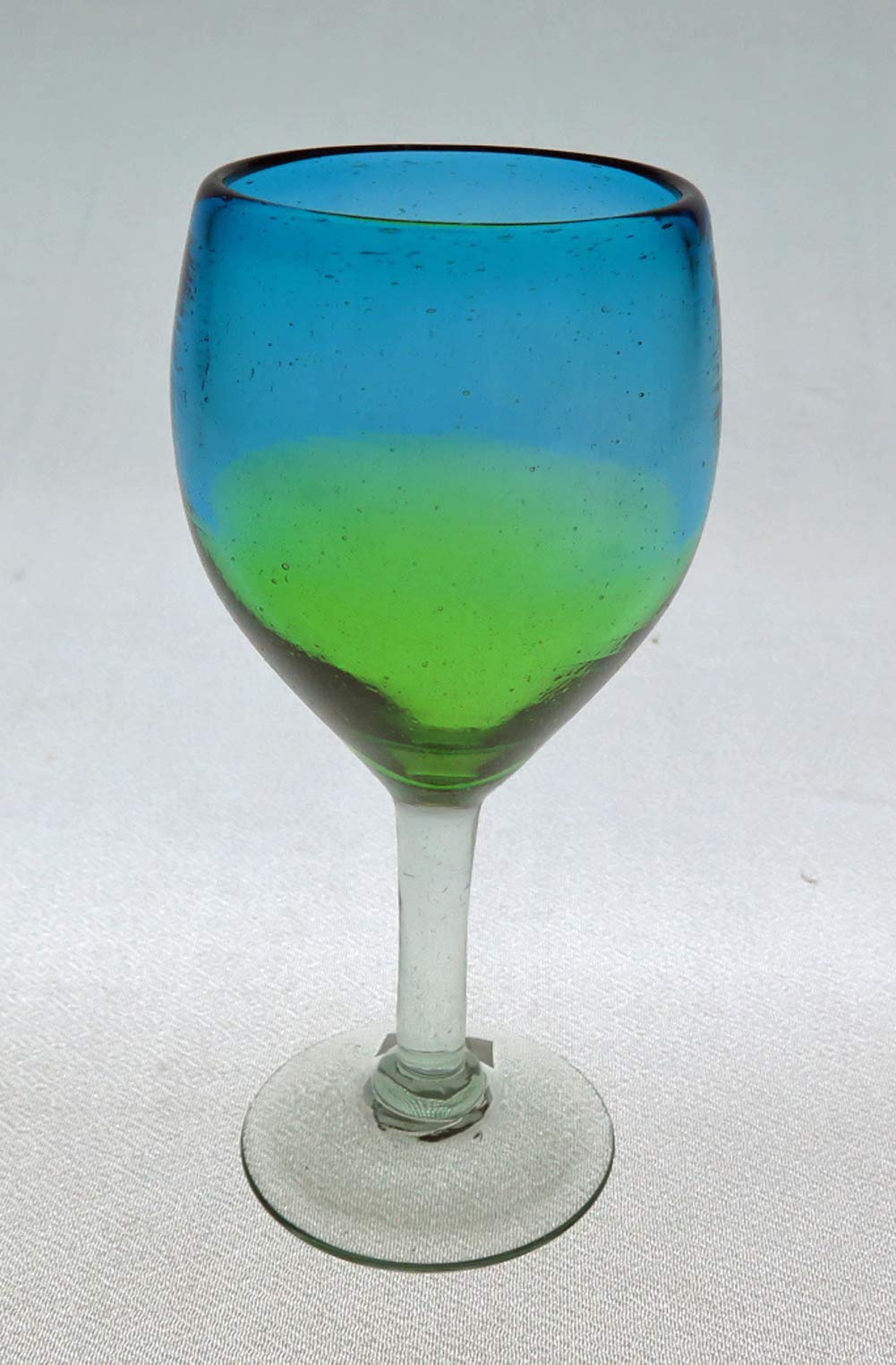 Eye4Art Wine glasses, Hand Blown, Turquoise and Green Fade, 10 oz
