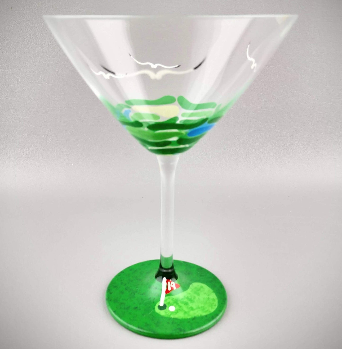 Golf Martini Glass - Hand Painted - 19th Hole - Gift for Him, Dad, Golfer