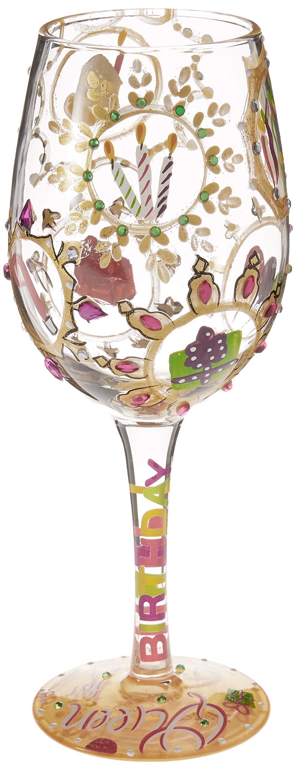 Designs by Lolita “Queen For a Day” Hand-painted Artisan Wine Glass, 15 oz.