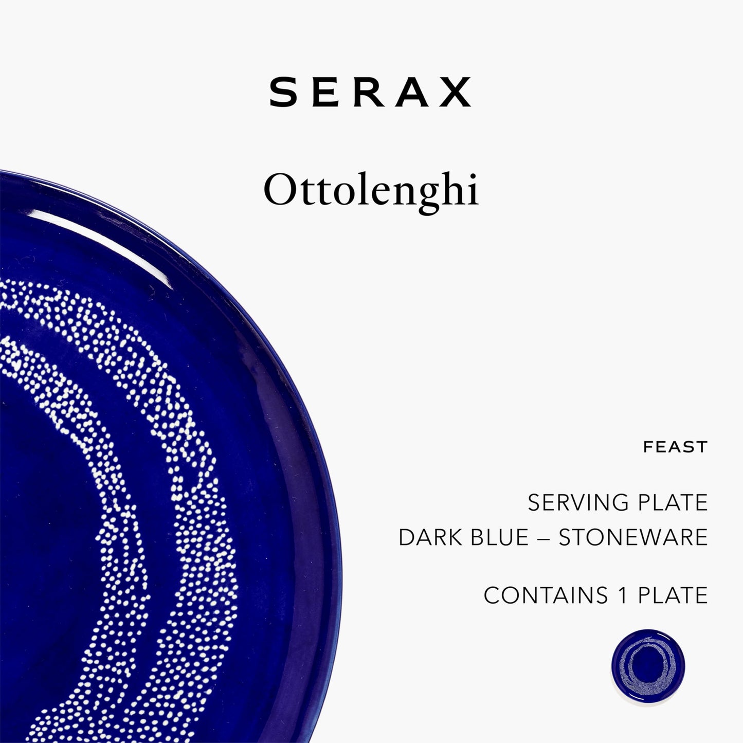 Serax Dark Blue White Serving Plate | Feast tableware by Ottolenghi | Serving Tray Dish Set for 1 | Stoneware Microwave Safe Plates | Farmhouse Kitchen and Dinnerware Sets for Home, Party
