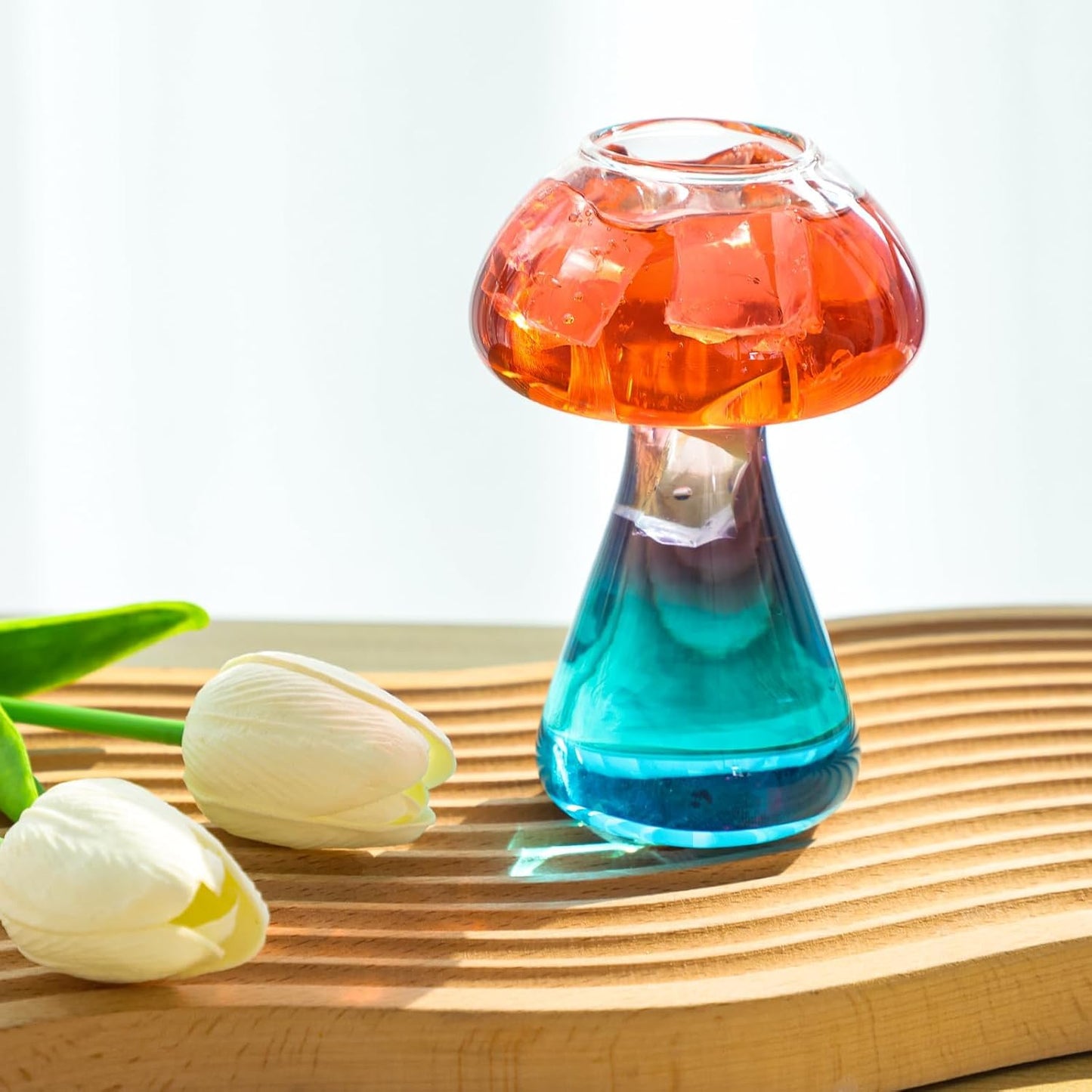 Luminthra Set of 8 Crystal Mushroom Cocktail Glasses, 8.5oz Martini and Wine Glasses, Perfect for Juice, Champagne, and Creative Cocktails (250ml) (8 SET)