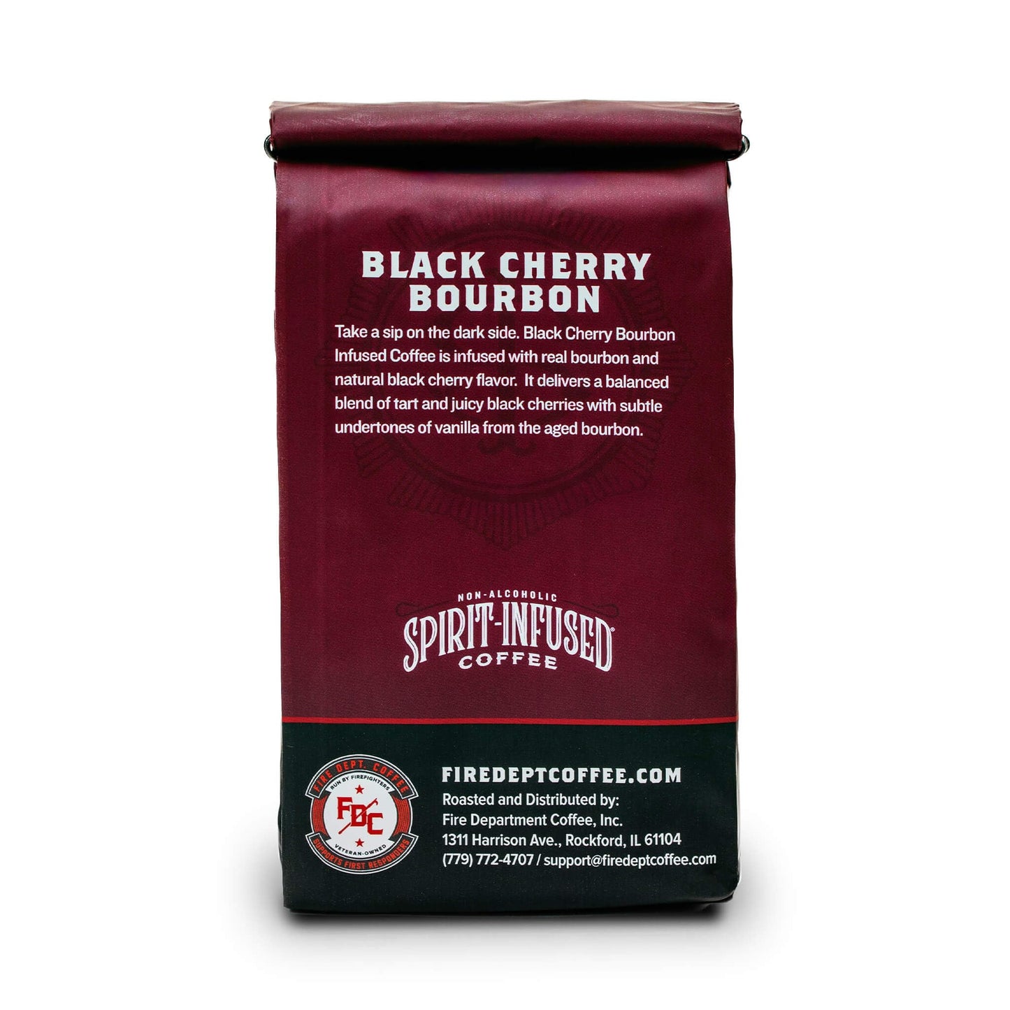 Fire Department Coffee - Black Cherry Bourbon Coffee - Gives Back to Firefighters - Premium Bourbon Infused Ground - Non-Alcoholic - Roasted in the USA - Veteran Owned - 12 oz