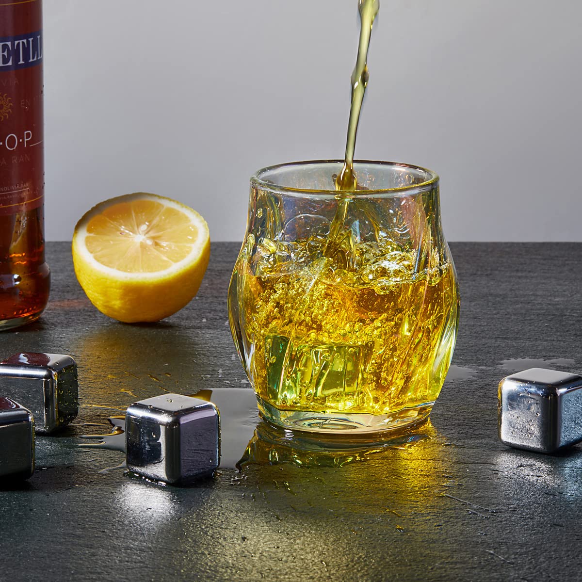 ANBFF Whiskey Glasses Set of 2, Colorful Rock Glass, 8.5 OZ Drinking Glasses, Creative Twisted Crystal Old Fashioned Tumbler for Bourbon, Scotch, Cocktail, Tequila, Wine, Rum