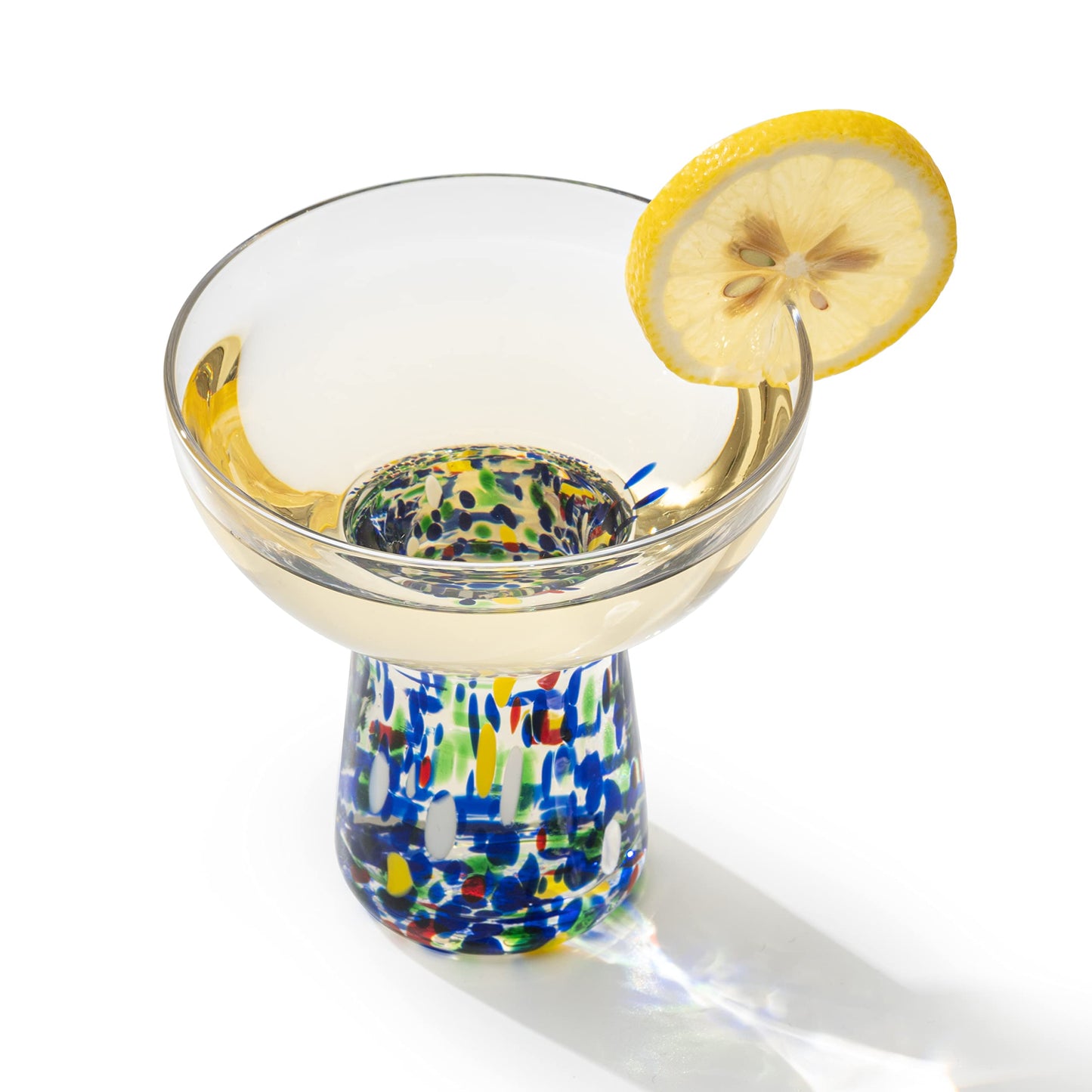 Margarita Glasses – Set of 4 - Luxury Hand Blown Confetti Margaritas, Cocktails, Water, Wine, Dessert, Martini & Champagne Cinco de Mayo, Hand Blown - Mexican Confetti Design Glass, Party, Home & Bar