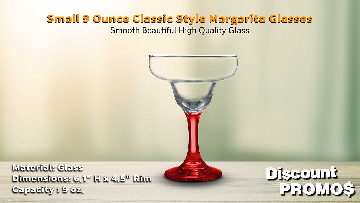 DISCOUNT PROMOS 10 Margarita Glasses Set, 9 oz. - Classic, Smooth, Barware, Glassware - Red