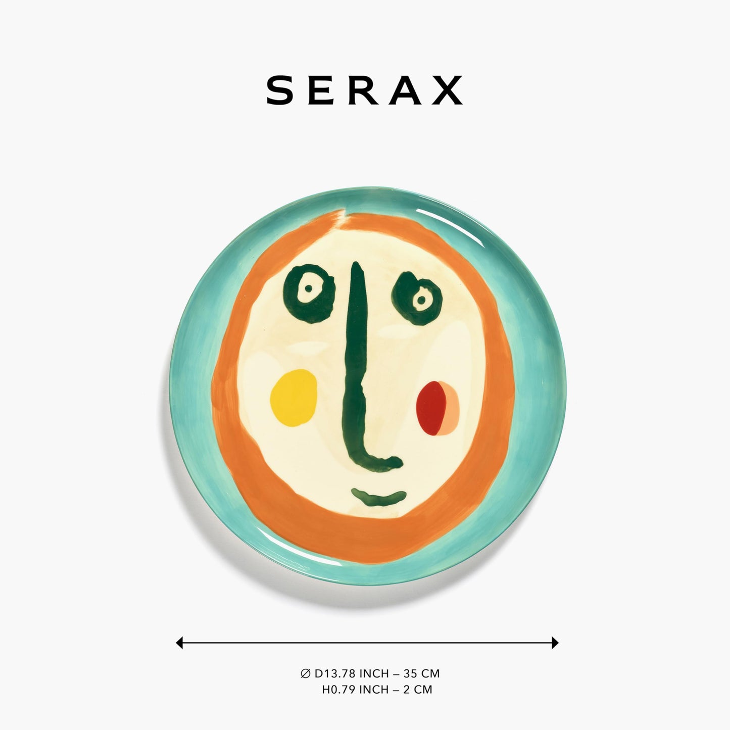 Serax Blue Serving Plate with Face | Feast tableware by Ottolenghi | Serving Tray Dish Set for 1 | Stoneware Microwave Safe Plates | Farmhouse Kitchen and Dinnerware Sets for Home, Party