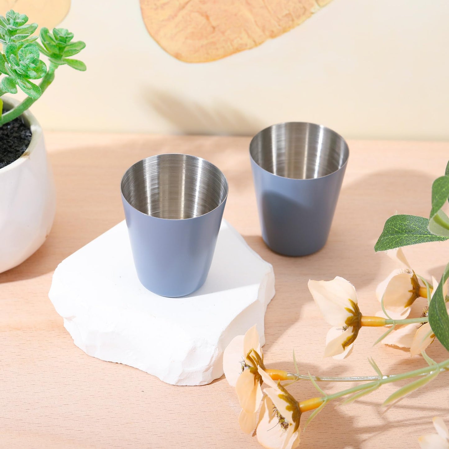 12 Pack Dusty Blue Cups Shot Glasses Set Of 12 Bachelorette Shot Glasses 1oz Metal Shot Glasses Stainless Steel Shot Glasses Small Shot Glasses For Bar Party Cocktail Restaurant Barware (1.5 Inch)