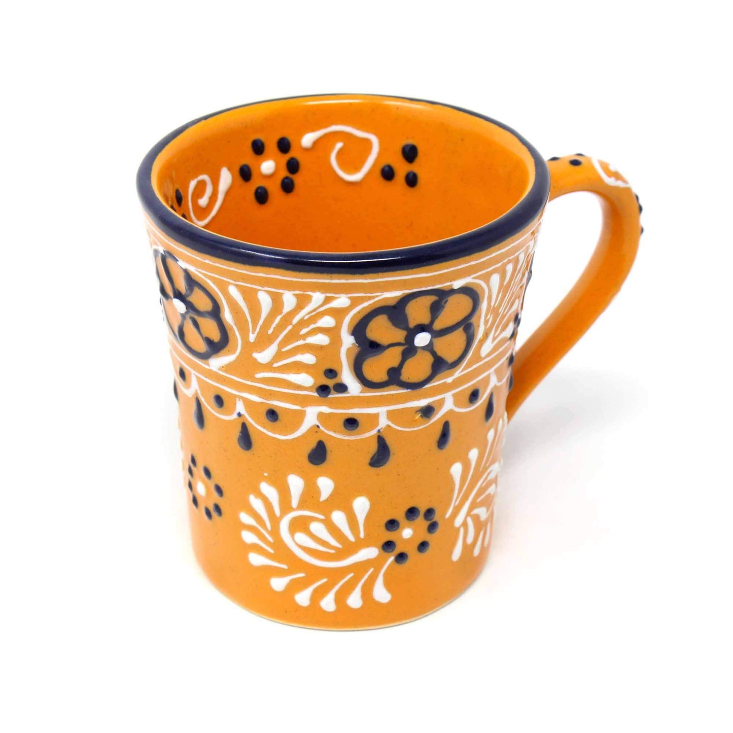 Global Crafts Encantada Handmade Hand-Painted Authentic Mexican Pottery Mugs (2-Pack, Mango)