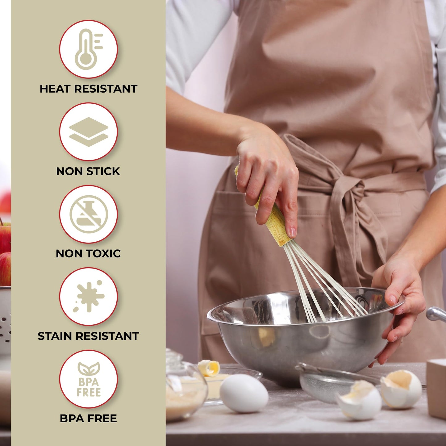 White 50-Piece Silicone Kitchen Utensils Set - Mothers's Day Gifts for Moms, Wives, Dads and Husbands - Complete Kitchen Set 800°F Heat-Resistant Non-Stick Premium Silicone Cooking Utensils with Wooden Handles