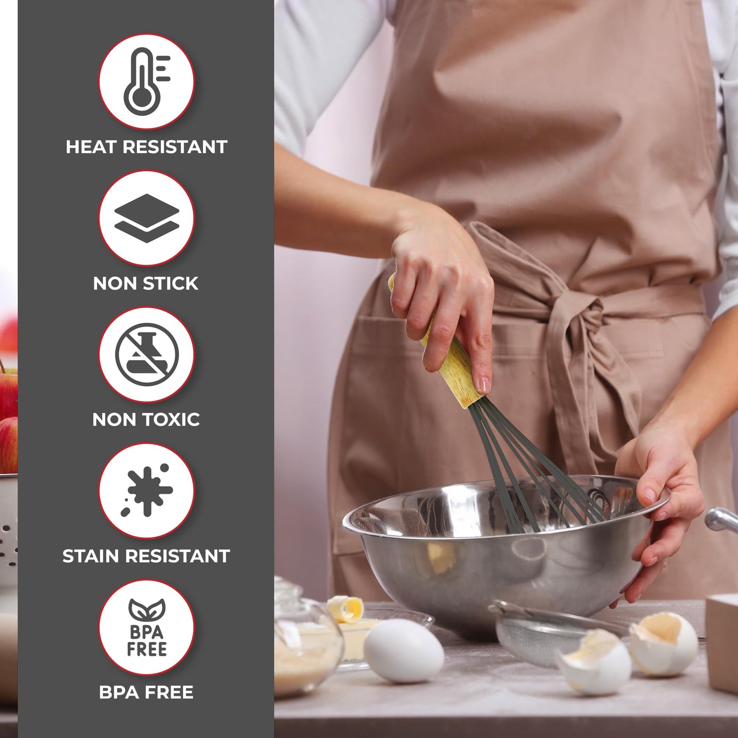 50-Piece Silicone Kitchen Utensils Set - Mothers's Day Gifts for Moms and Wives and Dads and Husbands - Complete Kitchen Set 800°F Heat-Resistant Non-Stick Premium Silicone Cooking Utensils with Wooden Handles
