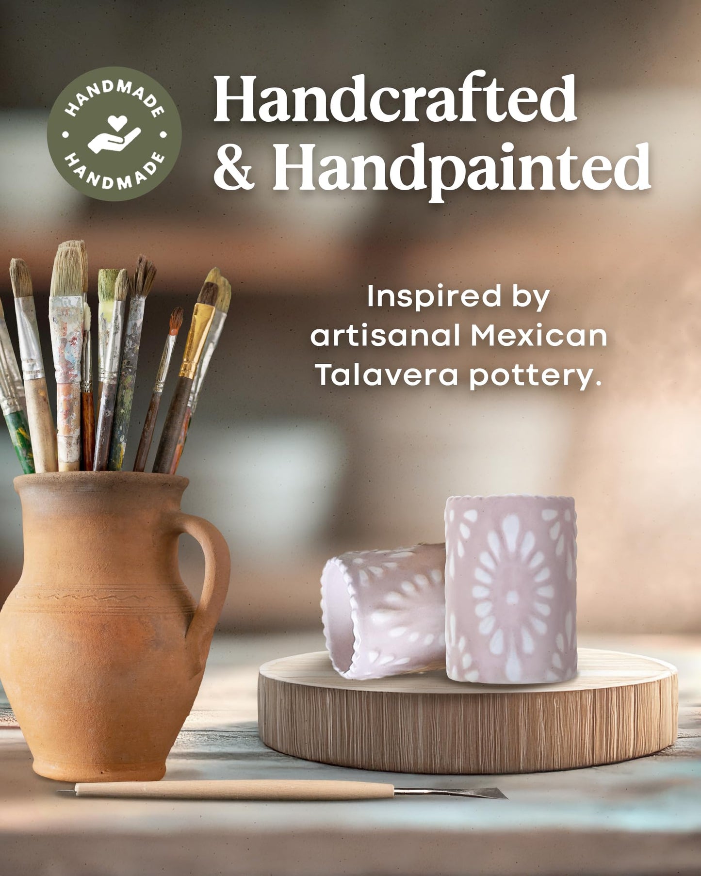MEZCASA Talavera Shot Glasses — 100% Handmade Ceramic Tequila Shot Glasses with Talavera Mexican Pottery Design — Perfect Tequila Gifts for Women & Men for Any Occasion (BLUSH PINK| SET OF 4)