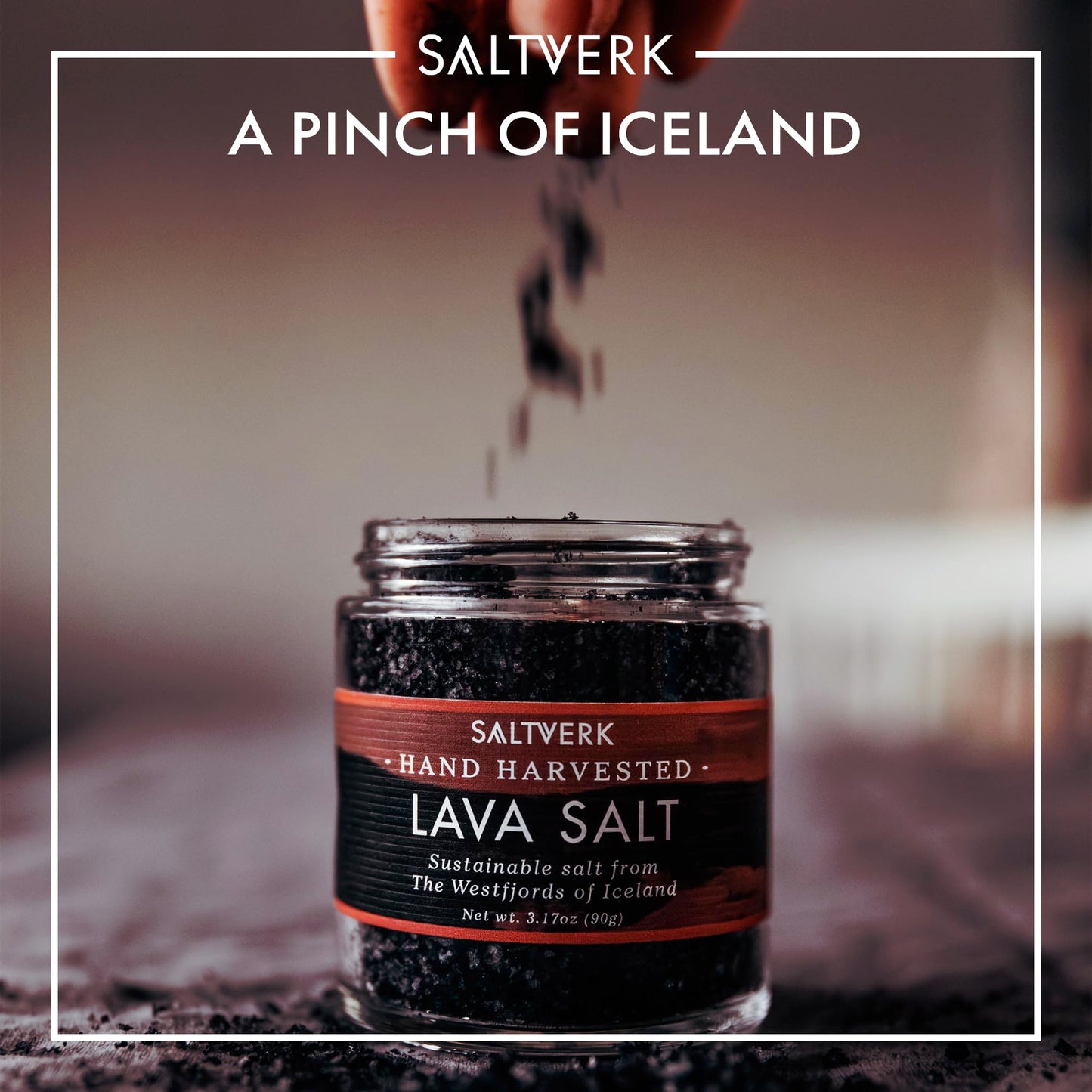 Saltverk Lava Sea Salt - 3.17 Ounces Jar - Hand Harvested Gourmet - Sustainably Made