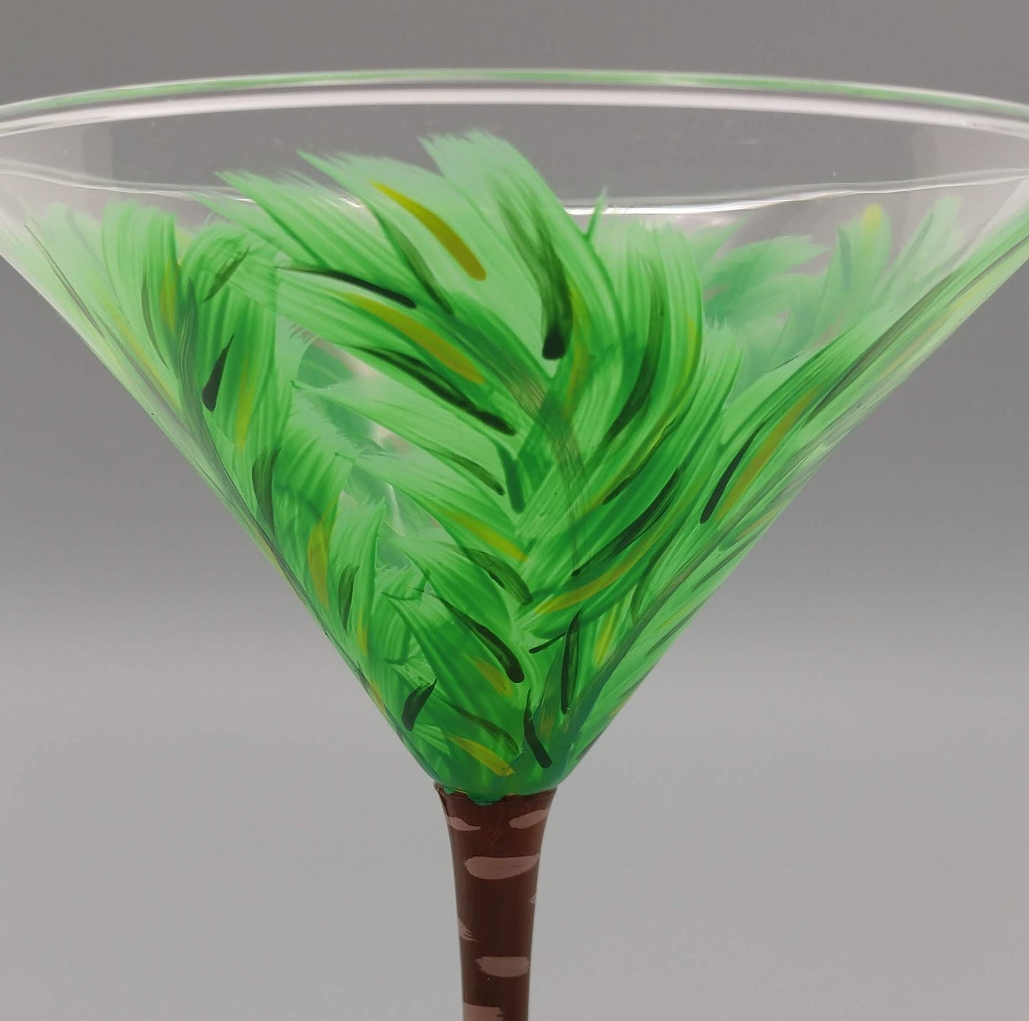 Palm Tree Martini Glass - Starfish, Shell, Sea Turtle, Sparkly Sand - Tropical Theme - Hand Painted