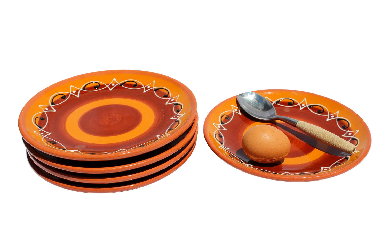 Cactus Canyon Ceramics Spanish Terracotta 5-Piece Salad Plate Set, Spanish Sunset