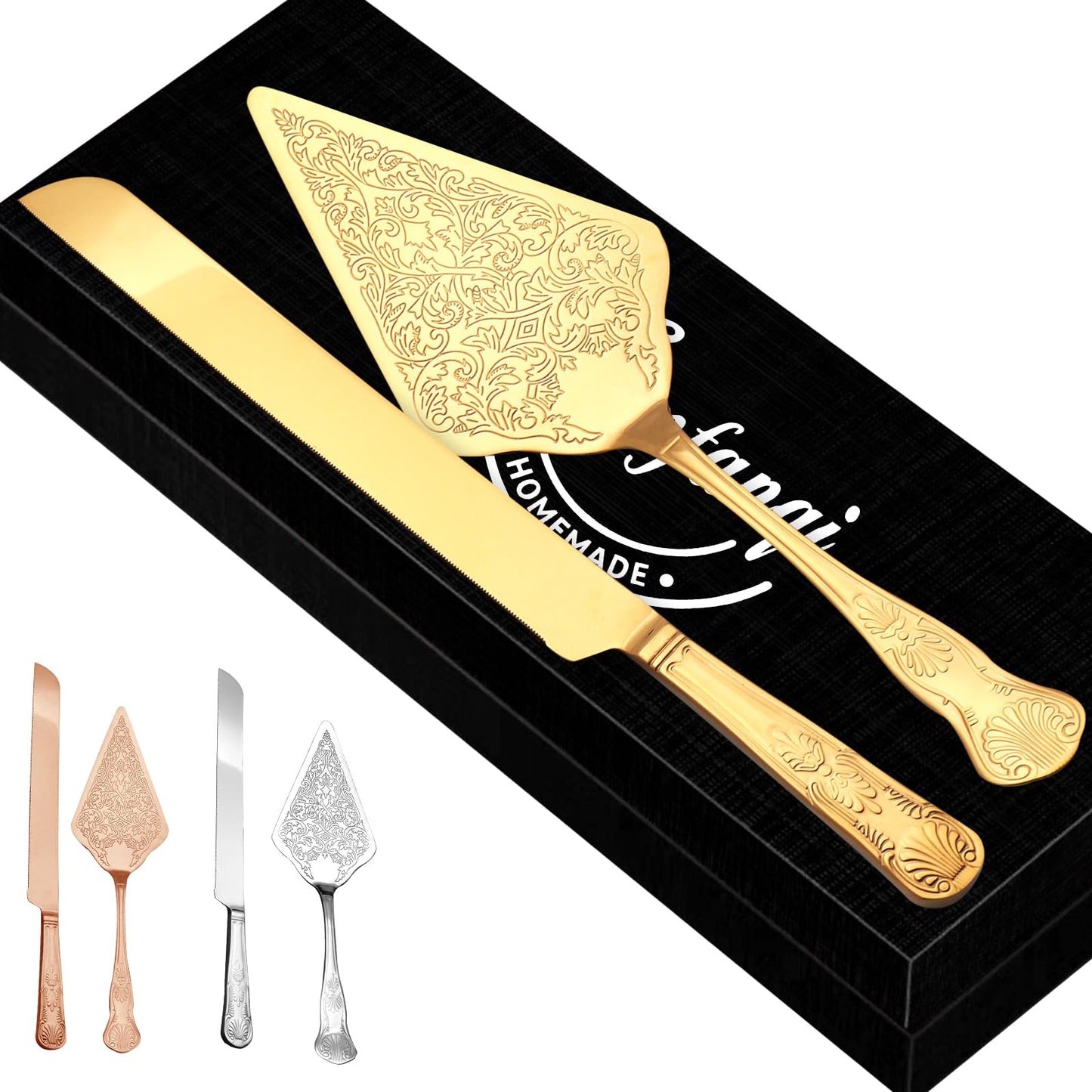 Wedding Cake Knife and Server Set, Stainless Steel Vintage Cake Cutting Set for Wedding, Birthday, Cake Serving Set, Keepsake for Newlyweds