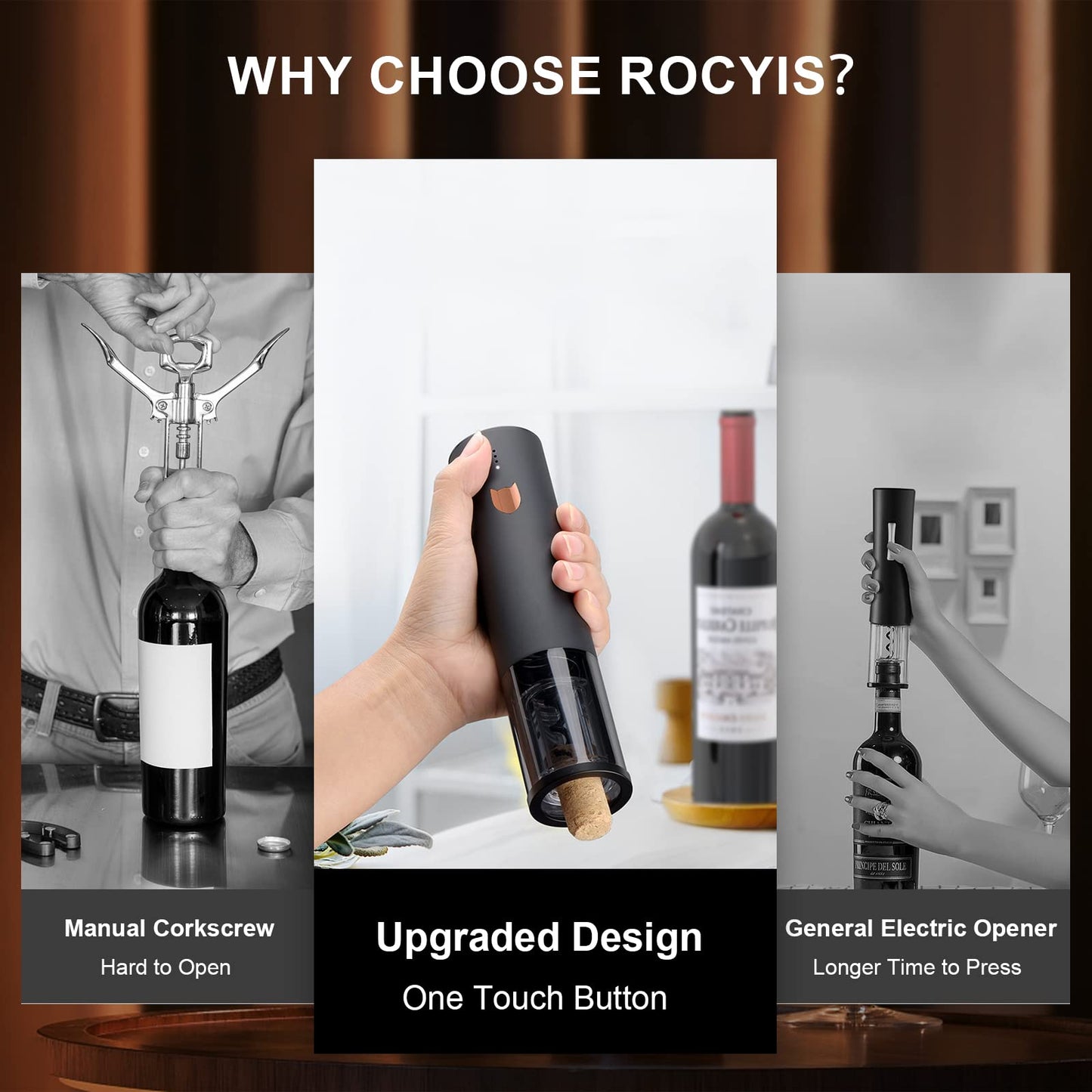 Wine Gifts-Electric Wine Opener-Automatic Wine Opener Rechargeable-Cordless Electric Corkscrew-Wine Bottle Opener with Foil Cutter, 2 in 1 Aerator Pourer, Vacuum Stopper, Gift Box
