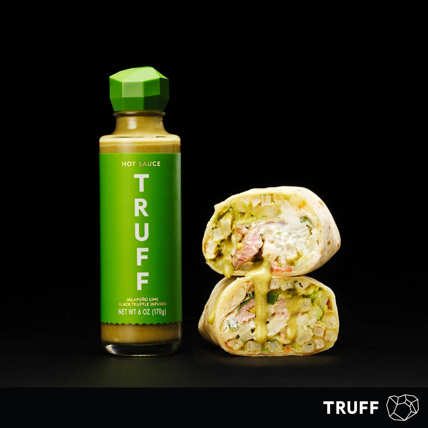 TRUFF Jalapeño Lime Hot Sauce, Gourmet Hot Sauce with Black Winter Truffles, Green Jalapeño Peppers, Black Truffle Oil, Unique Flavor Experience in a Bottle, 6 oz.