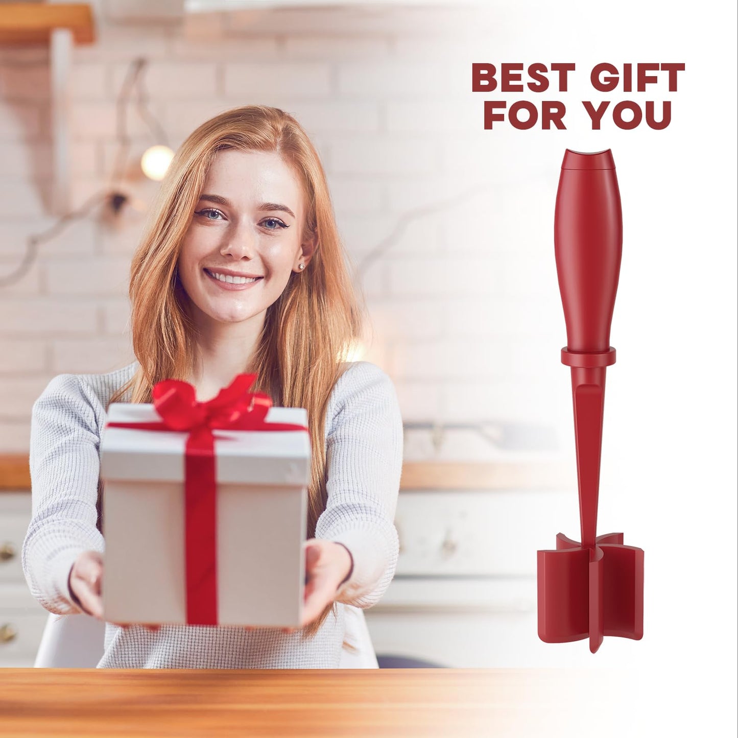 Meat Chopper, Hamburger Chopper, Premium Heat Resistant Masher and Smasher for Hamburger Meat, Ground Beef, Ground Turkey and More, Nylon Ground Beef Chopper Tool and Meat Fork, Mix Chopper-Red
