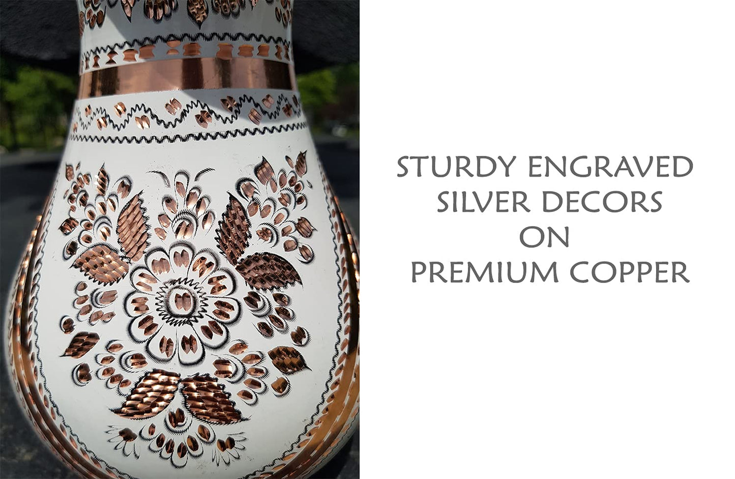 Copper Water Pitcher Jug for Drinking Hammered Ayurvedic Vessel Moscow Mule Metal Stainless Farmhouse Drinks Restaurant Kitchen Pure Container Silver Cups Milk Handmade Vintage Gallon Dispenser Fancy
