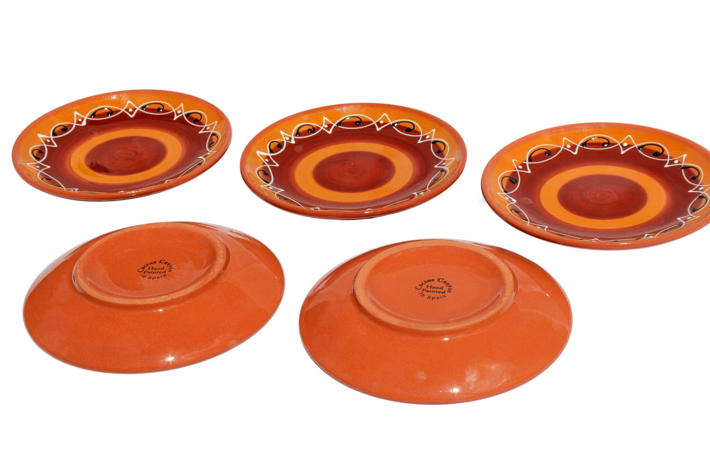 Cactus Canyon Ceramics Spanish Terracotta 5-Piece Salad Plate Set, Spanish Sunset