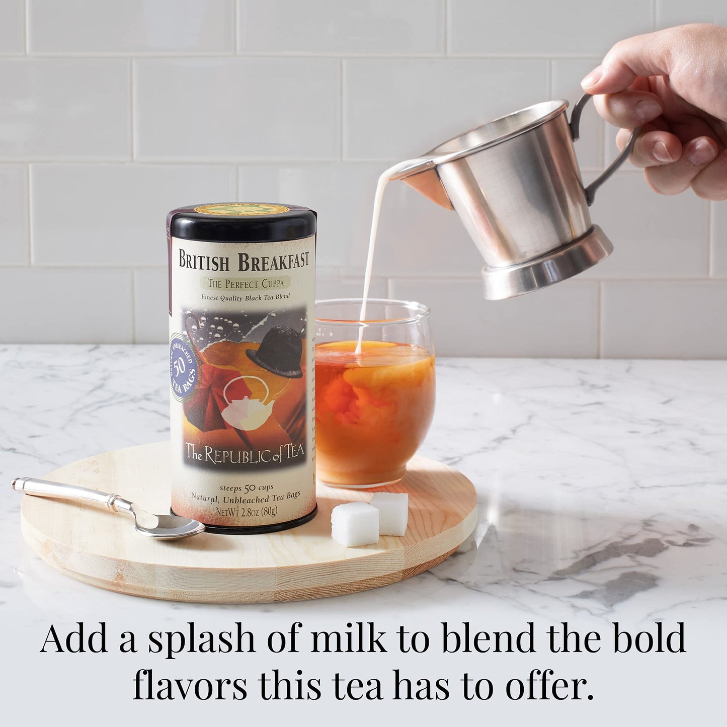 The Republic of Tea British Breakfast Tea 2.8 oz Tin, 50 Tea Bags, Gourmet Black Tea | Caffeinated