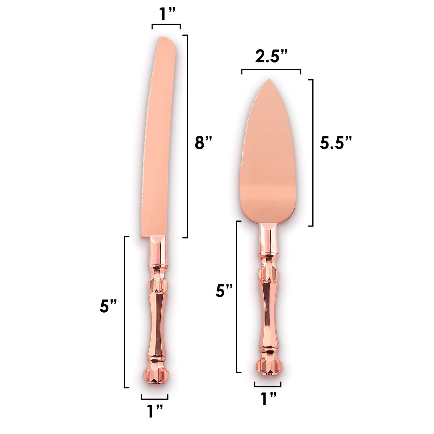 Homi Styles Wedding Cake knife and Server Set | Elegant Rose Gold Color Premium 420 Stainless Steel plated Blades | Cake & Pie Serving Set for Wedding Cake, Birthdays, Anniversaries, Parties